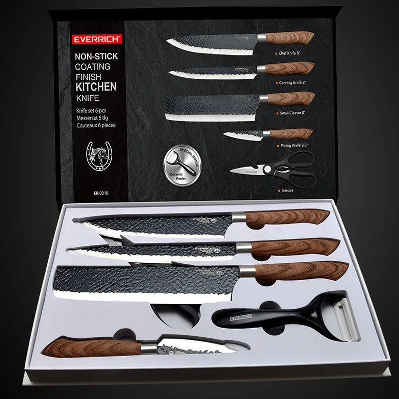 EVERRICH Stainless Steel Forged Kitchen Knives Set Gift Case