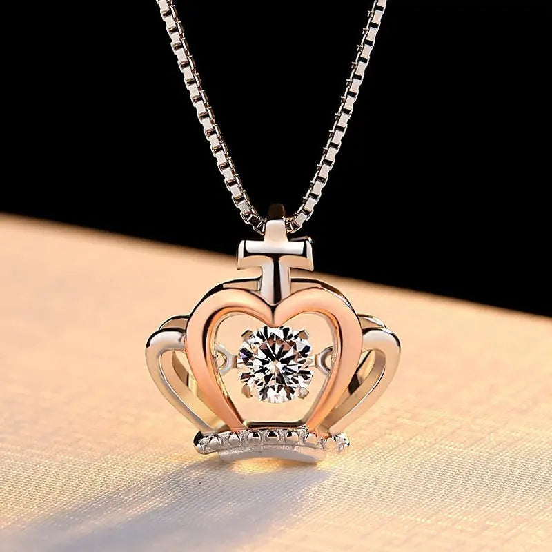 Gift for Wife Trendy Crown Zircon Pendant Necklace