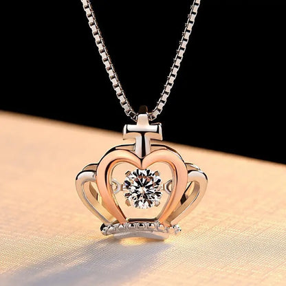 Gift for Wife Trendy Crown Zircon Pendant Necklace