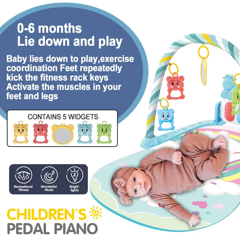 Infant's interactive gym stimulates early development.