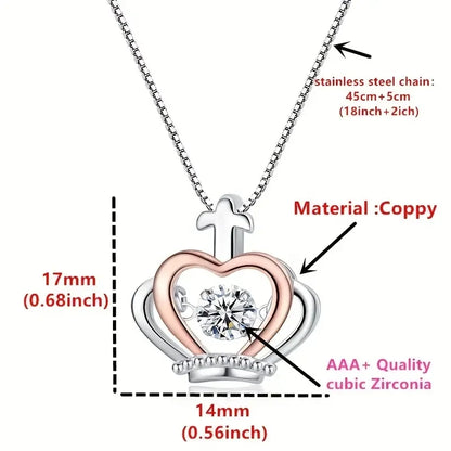 Gift for Wife Trendy Crown Zircon Pendant Necklace