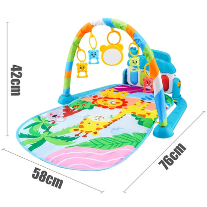 Infant's interactive gym stimulates early development.