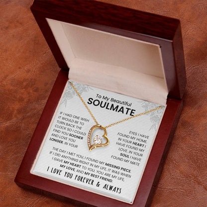 To My Beautiful Soulmate | I Love You, Forever & Always - Forever Love Necklace