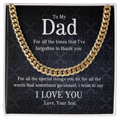 To My Dad | I Love You - Cuban Link Chain