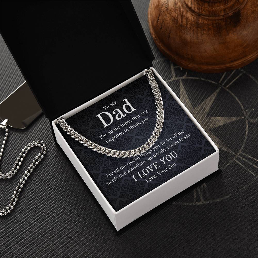 To My Dad | I Love You - Cuban Link Chain