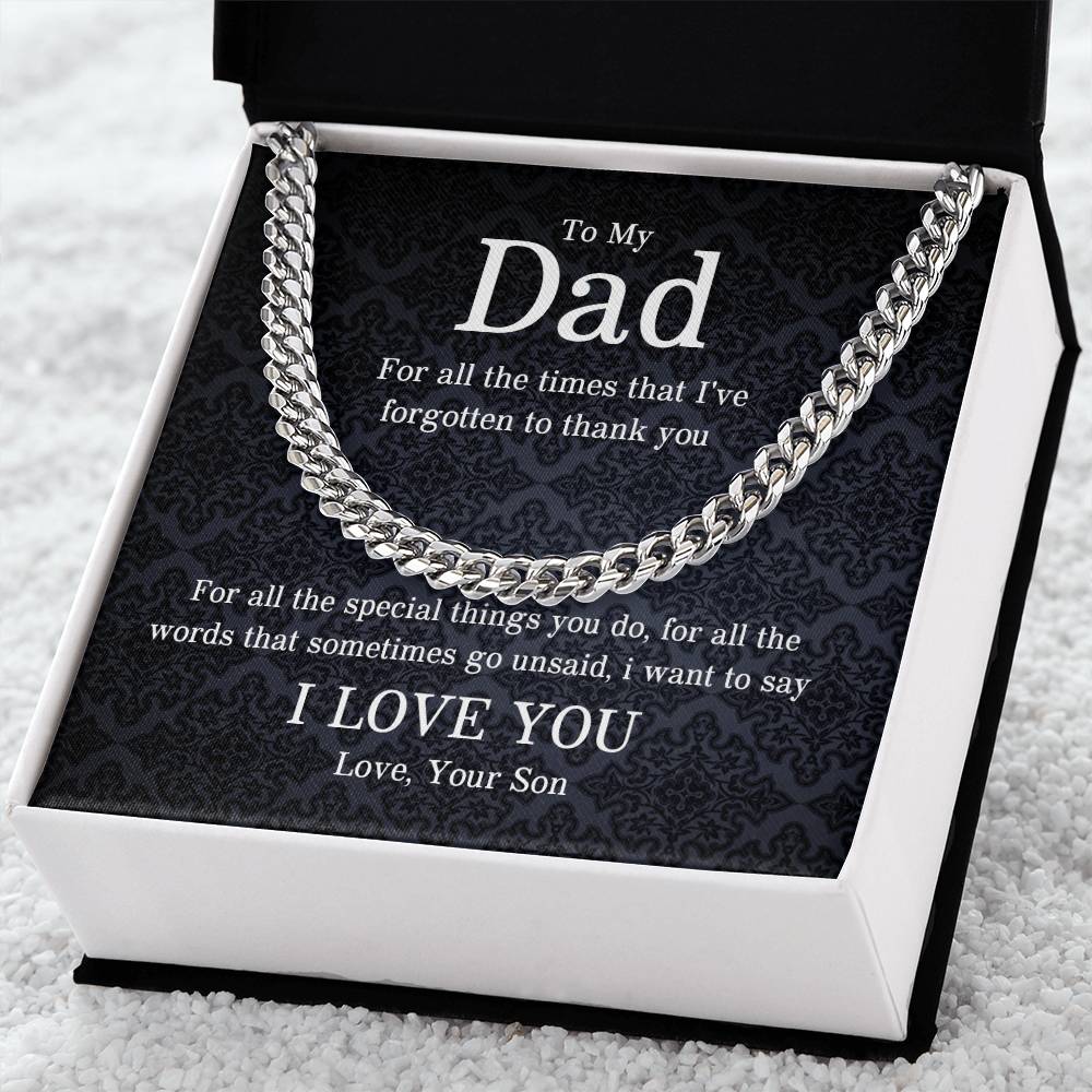 To My Dad | I Love You - Cuban Link Chain