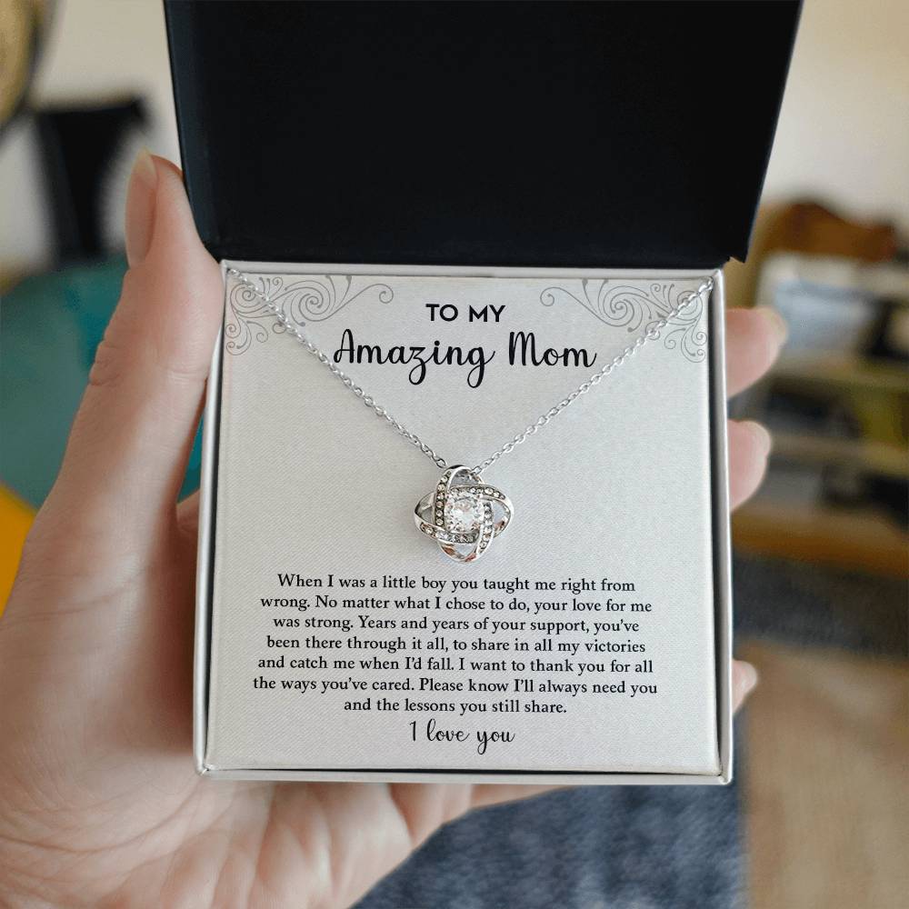 To My Amazing Mom | I Love You - Love Knot Necklace