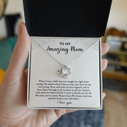 To My Amazing Mom | I Love You - Love Knot Necklace