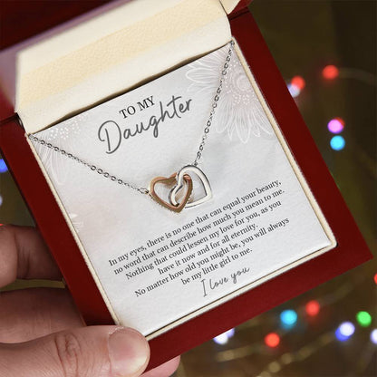 To My Daughter | I Love You - Interlocking Hearts necklace