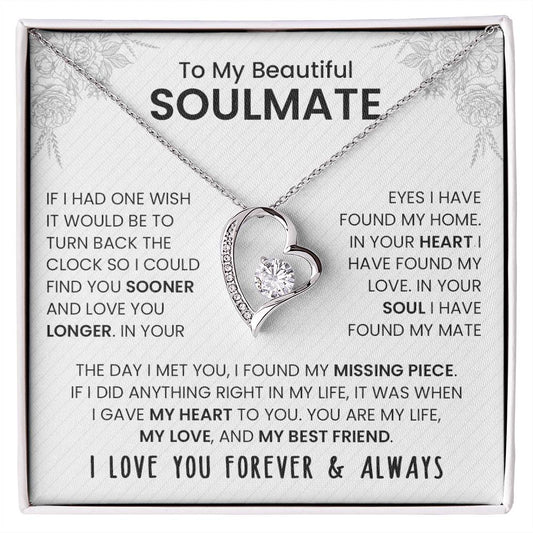 To My Beautiful Soulmate | I Love You, Forever & Always - Forever Love Necklace