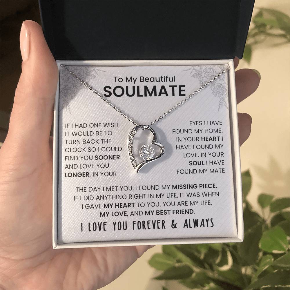 To My Beautiful Soulmate | I Love You, Forever & Always - Forever Love Necklace