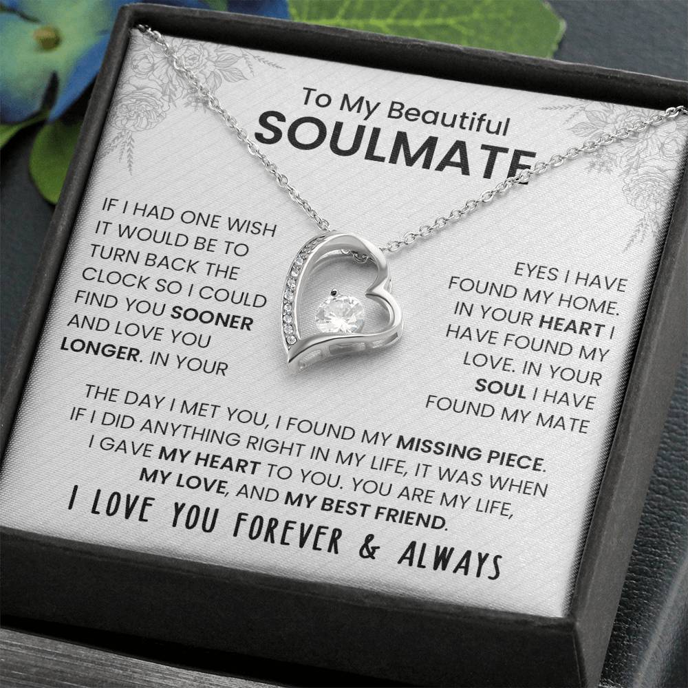 To My Beautiful Soulmate | I Love You, Forever & Always - Forever Love Necklace