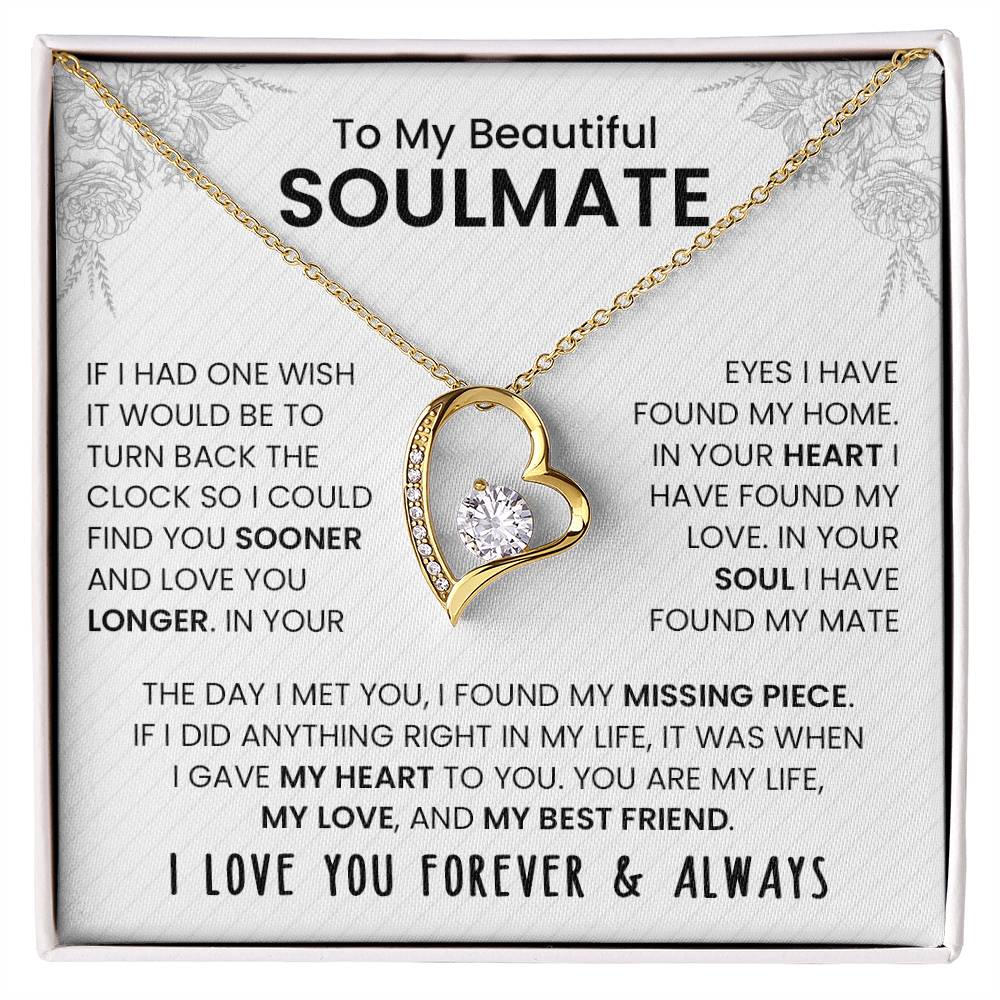 To My Beautiful Soulmate | I Love You, Forever & Always - Forever Love Necklace