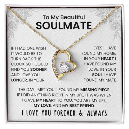 To My Beautiful Soulmate | I Love You, Forever & Always - Forever Love Necklace